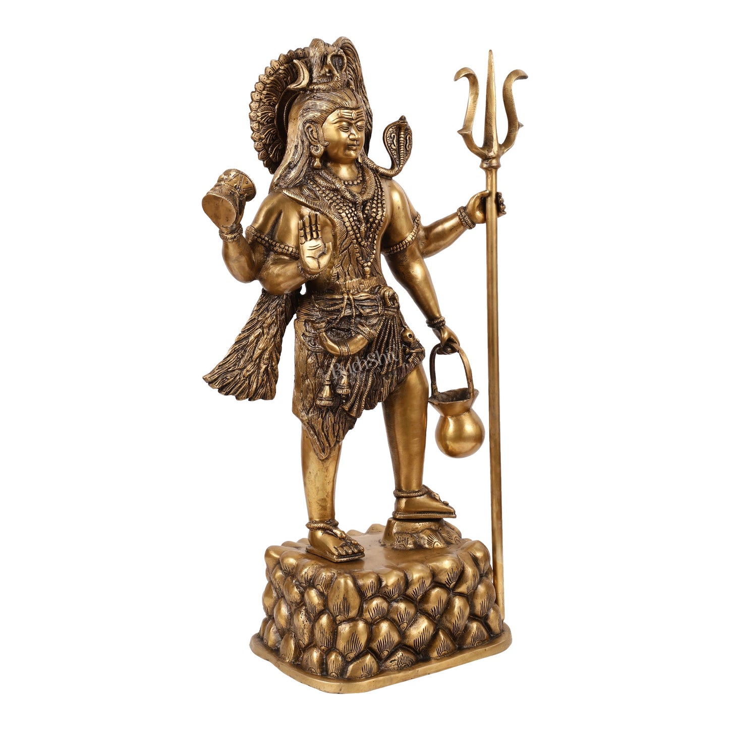 Brass Superfine Standing Lord Shiva Statue - 30 Inch - Budhshiv.com