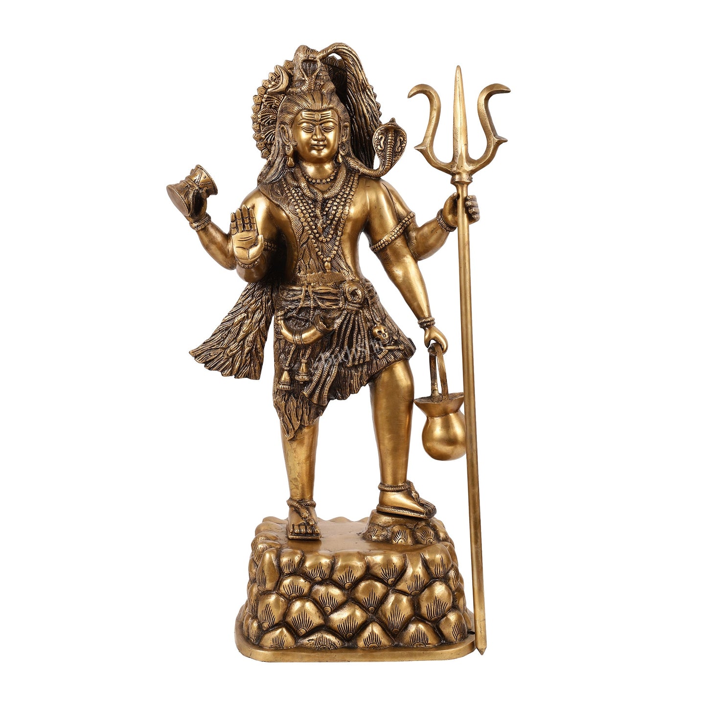 Brass Superfine Standing Lord Shiva Statue - 30 Inch - Budhshiv.com