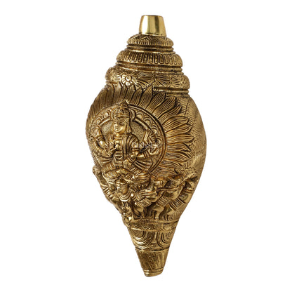 Brass Superfine Surya Dev Shankh 9 inch antique - Budhshiv.com