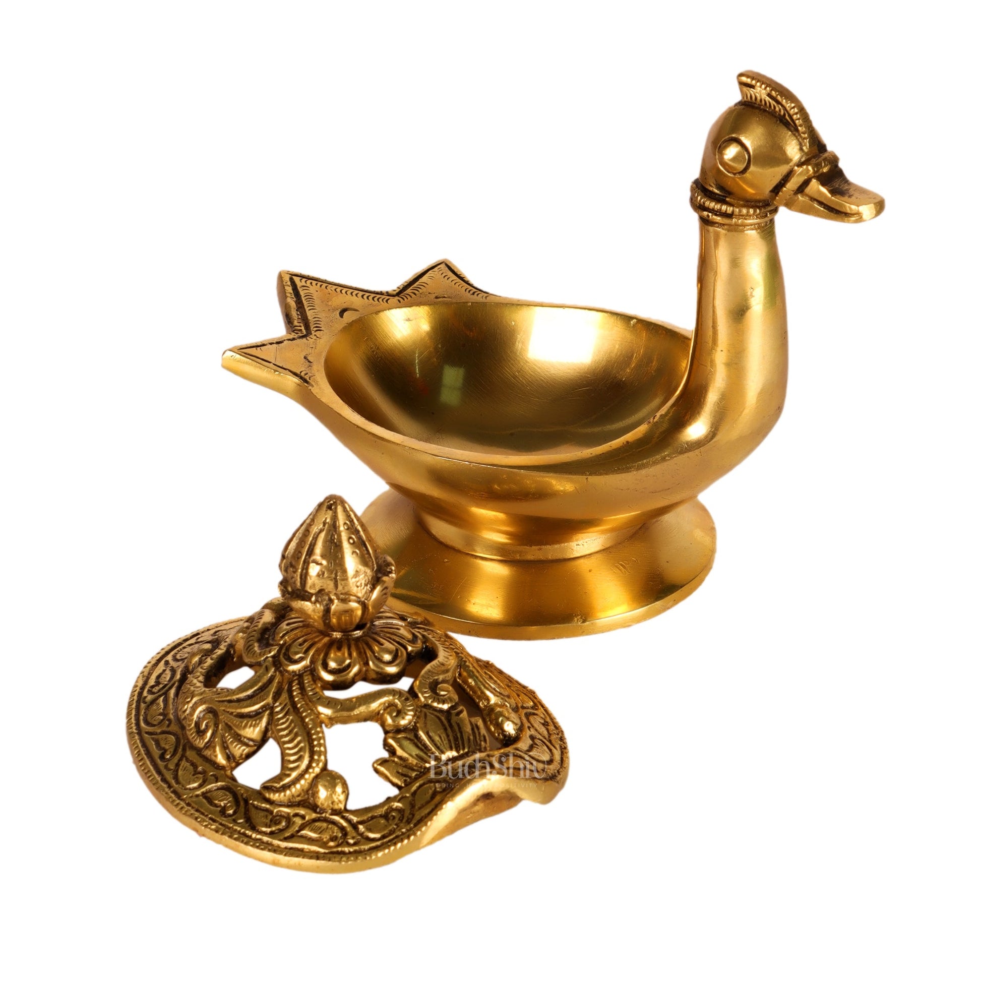 Brass Superfine Swan Shaped dhoopdani loban burner - Budhshiv.com