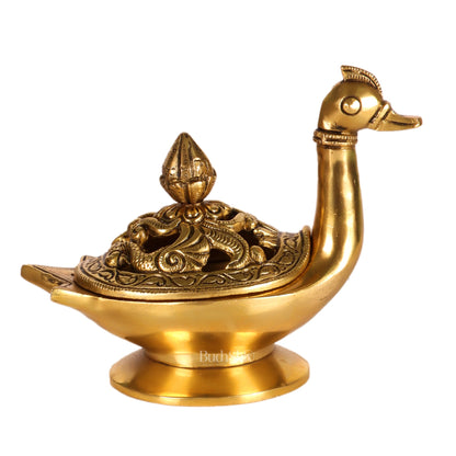 Brass Superfine Swan Shaped dhoopdani loban burner - Budhshiv.com