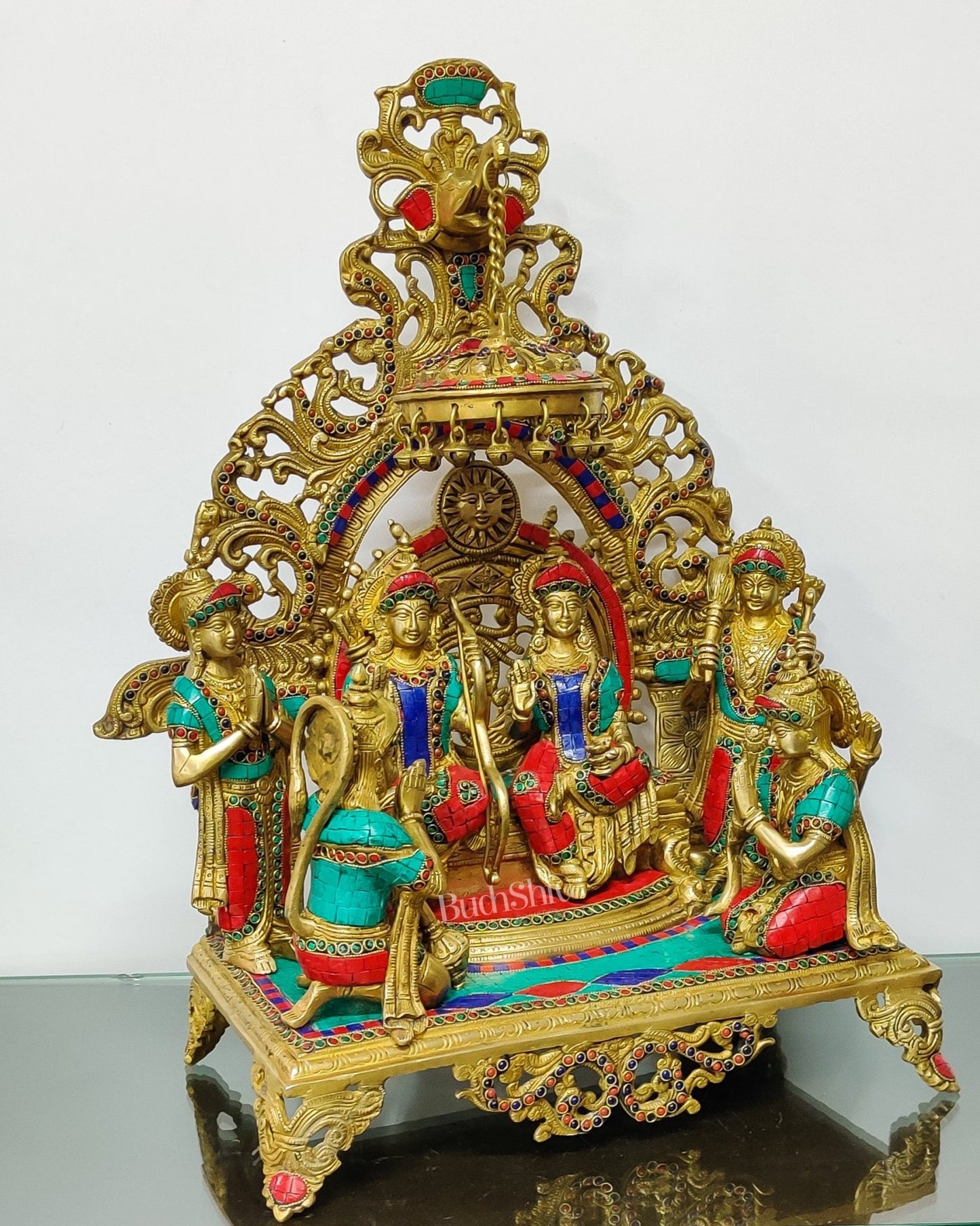 Brass Superfine The Royal Ram Darbar with Stonework 23 inches - Budhshiv.com