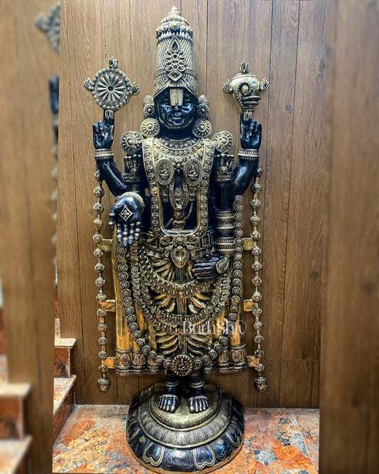 Brass Superfine Tirupati Balaji 6 Feet Statue - Lord Venkateshwara Large Sculpture - Budhshiv.com