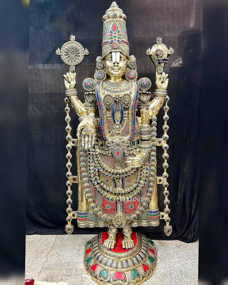 Brass Superfine Tirupati Balaji 6 Feet Statue - Lord Venkateshwara Large Statue - Budhshiv.com
