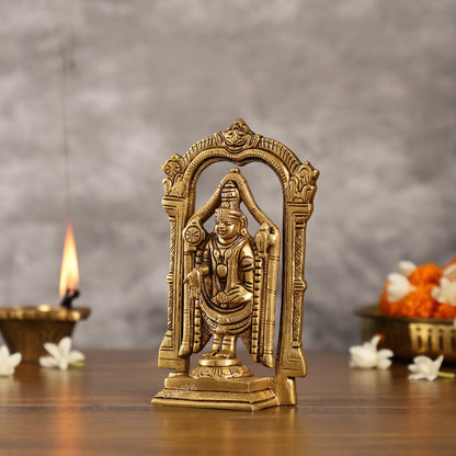 Brass Superfine Tirupati Balaji Lord Venkateshwara Swamy Idol | Height 6.5 inch - Budhshiv.com