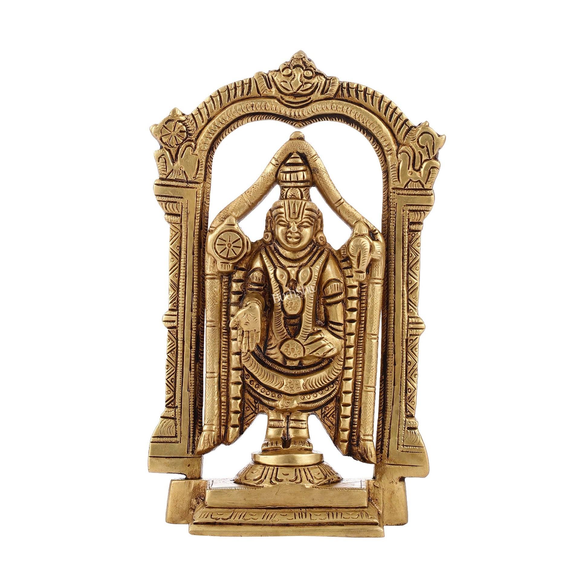 Brass Superfine Tirupati Balaji Lord Venkateshwara Swamy Idol | Height 6.5 inch - Budhshiv.com