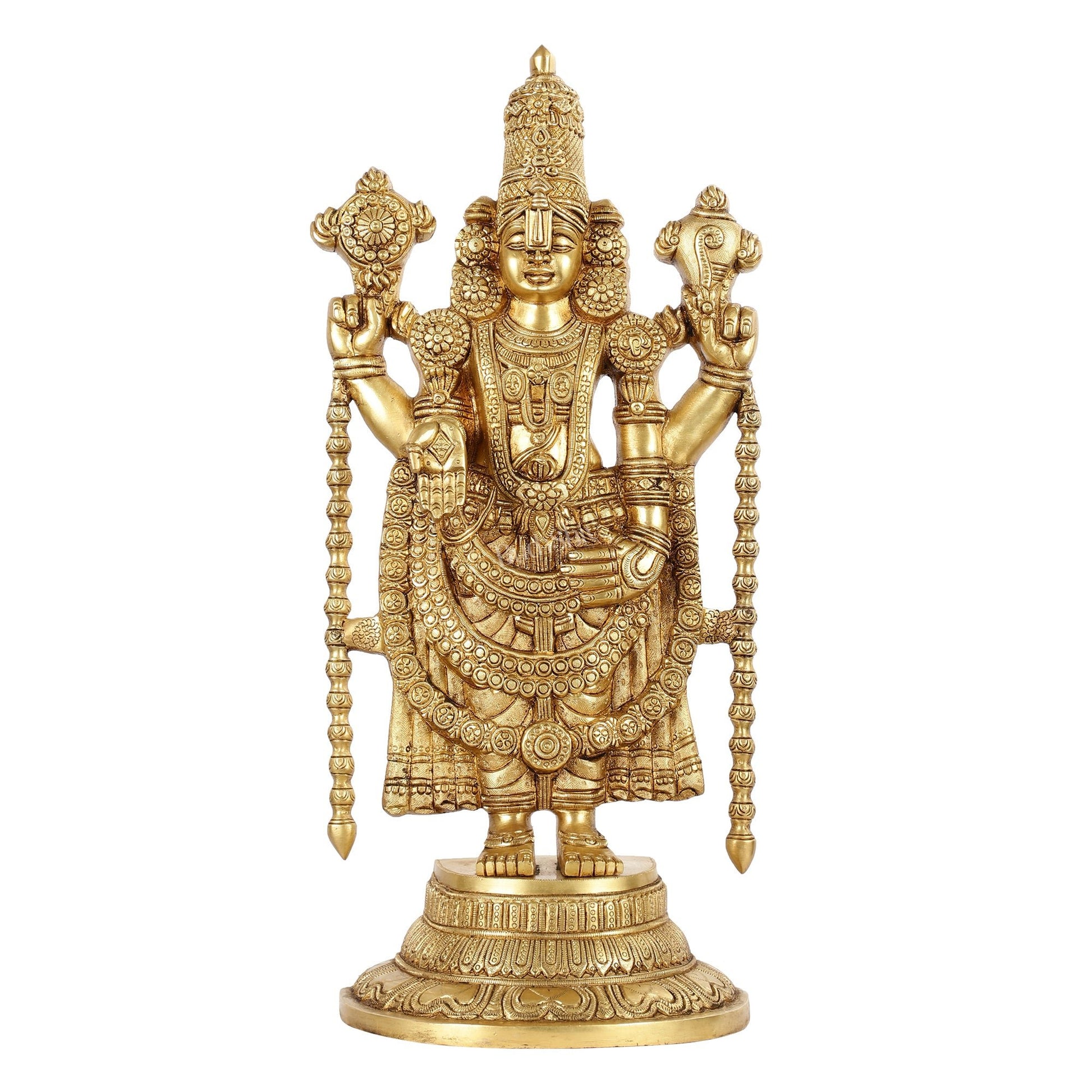 Brass Superfine Tirupati Balaji Statue - Lord Venkateshwara Swamy Idol - 18.5 inch - Budhshiv.com
