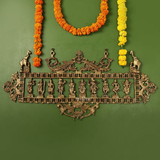 Brass Superfine Vishnu Dashavatar Wall Hanging Panel - Budhshiv.com