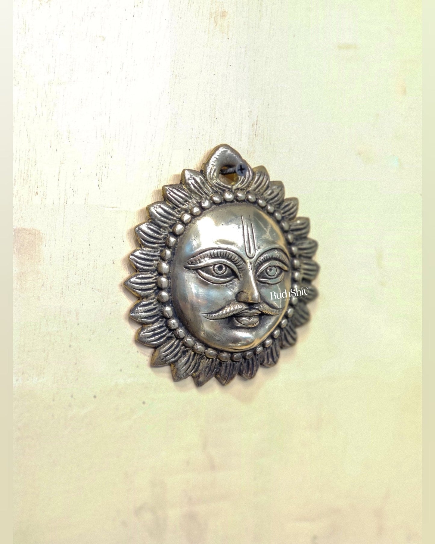 Brass Surya dev sun god wall hanging 5 inch - Budhshiv.com