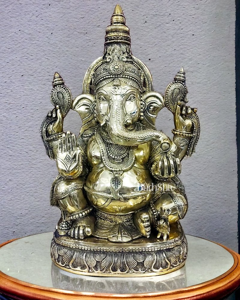 Brass Surya Ganesha Statue 20" - Budhshiv.com