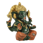 Brass Taj Ganesha Idol hand painted 8 Inch - Budhshiv.com