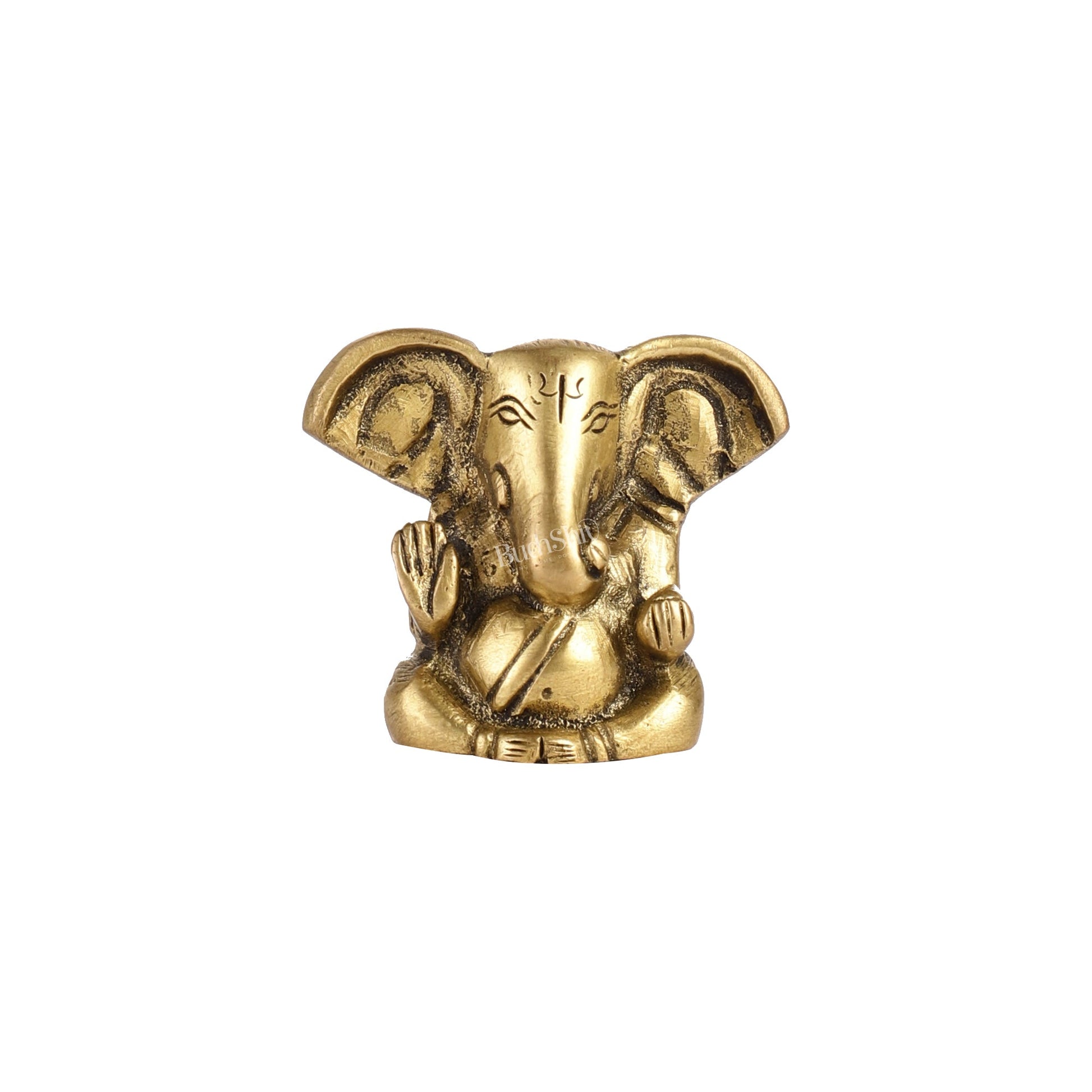 Brass Tiny appu Ganesha Idol with Big Ears | Height 2 inch - Budhshiv.com