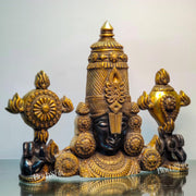 Brass Tirupati Balaji Face Wall Hanging Black and Golden - Budhshiv.com