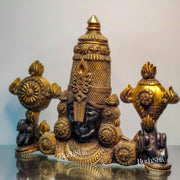 Brass Tirupati Balaji Face Wall Hanging Black and Golden - Budhshiv.com