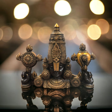 Brass Tirupati Balaji Face Wall Hanging Black and Golden - Budhshiv.com