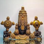 Brass Tirupati Balaji Face Wall Hanging Black and Golden - Budhshiv.com