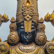 Brass Tirupati Balaji Face Wall Hanging Black and Golden - Budhshiv.com