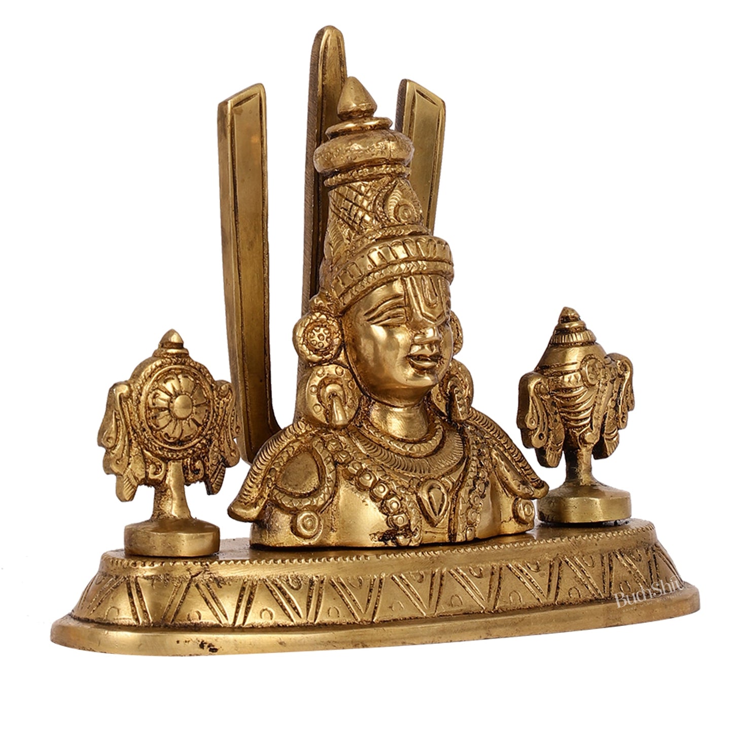 Brass Tirupati Balaji Head with Shankh Chakra Namah | 5.5" Height - Budhshiv.com