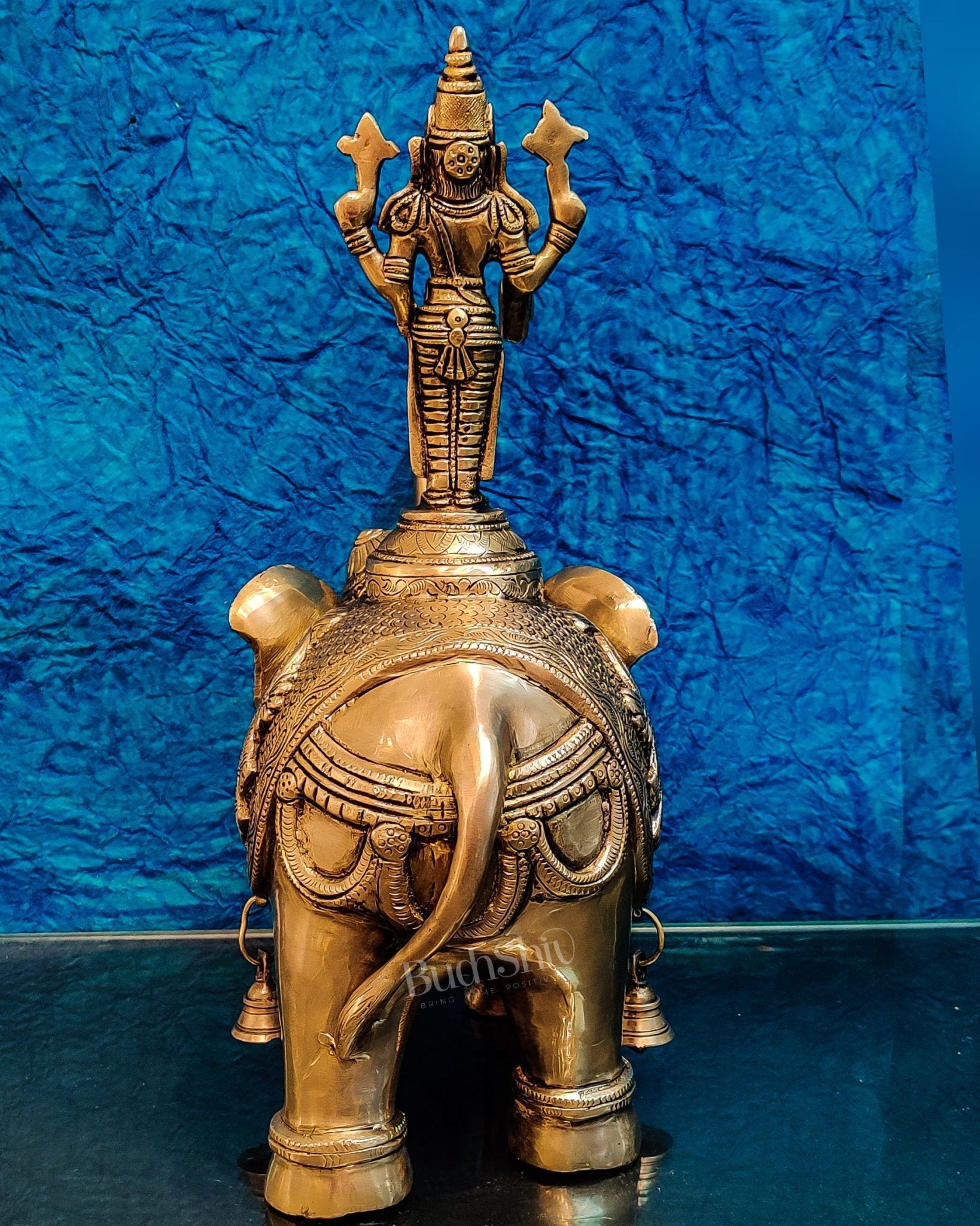 Brass Tirupati Balaji idol on Elephant - Budhshiv.com