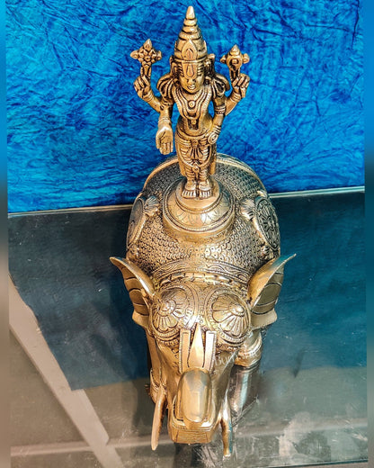 Brass Tirupati Balaji idol on Elephant - Budhshiv.com