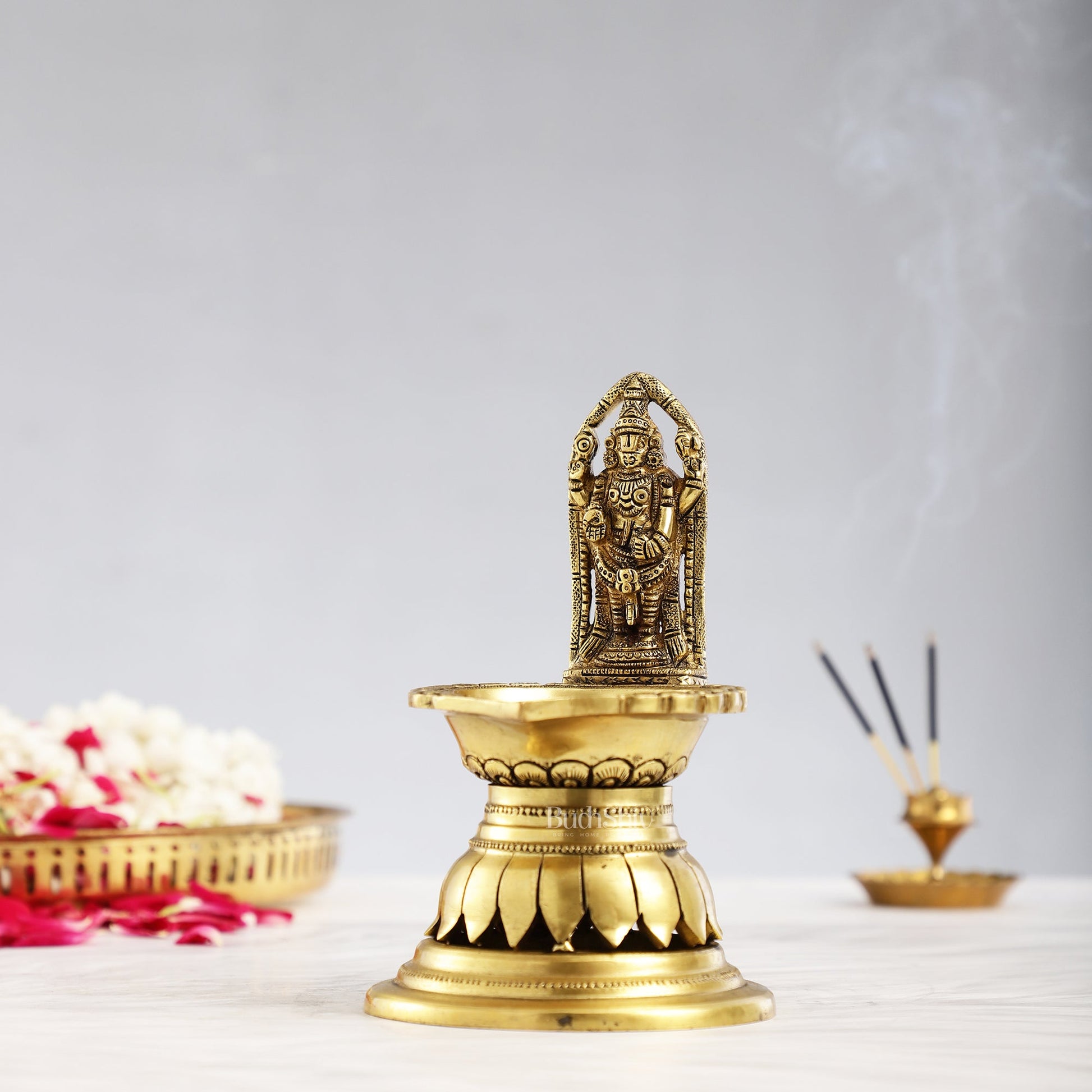 Brass Tirupati Balaji Lamp 7" - Budhshiv.com