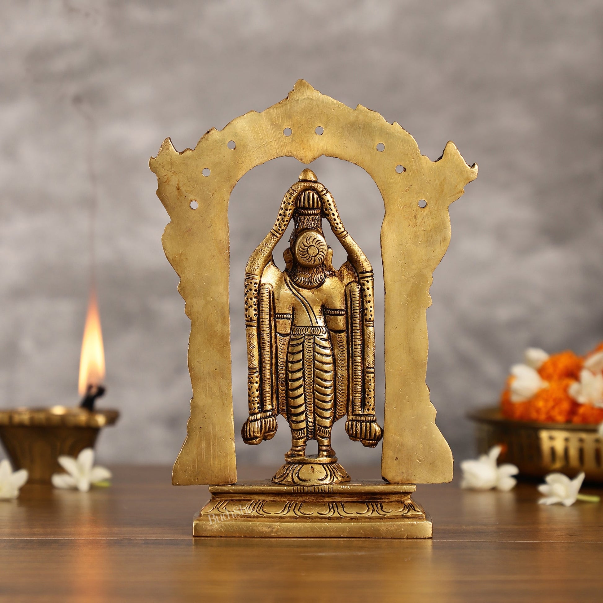 Brass Tirupati Balaji Lord Venkateshwara Idol 8 inch - Budhshiv.com