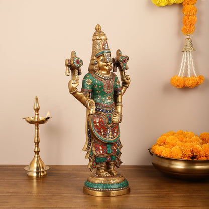 Brass Tirupati Balaji Lord Venkateshwara Statue 24" - Budhshiv.com