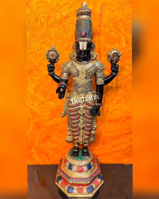 Brass Tirupati Balaji lord Venkateshwara Statue 33 inch - Budhshiv.com