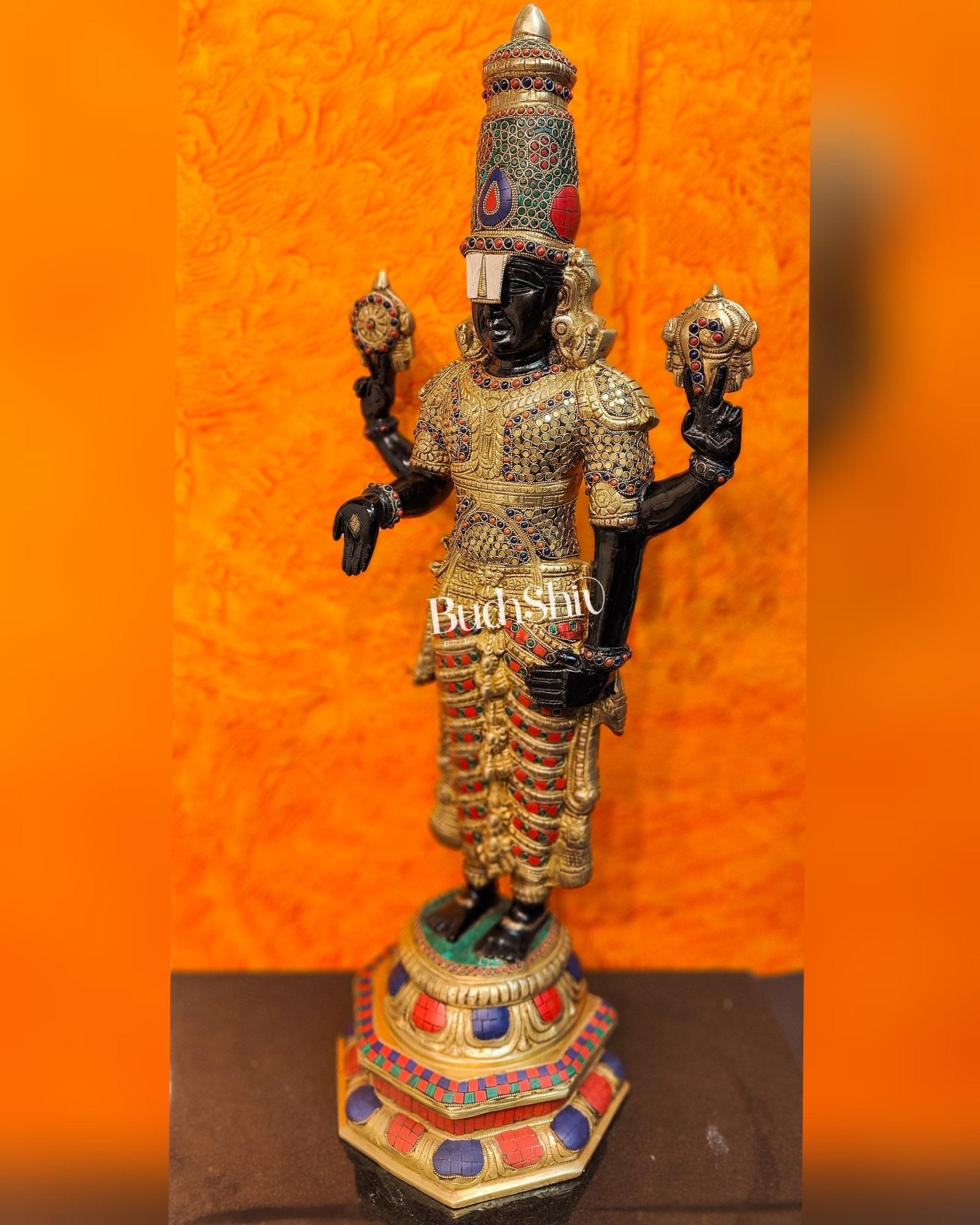 Brass Tirupati Balaji lord Venkateshwara Statue 33 inch - Budhshiv.com