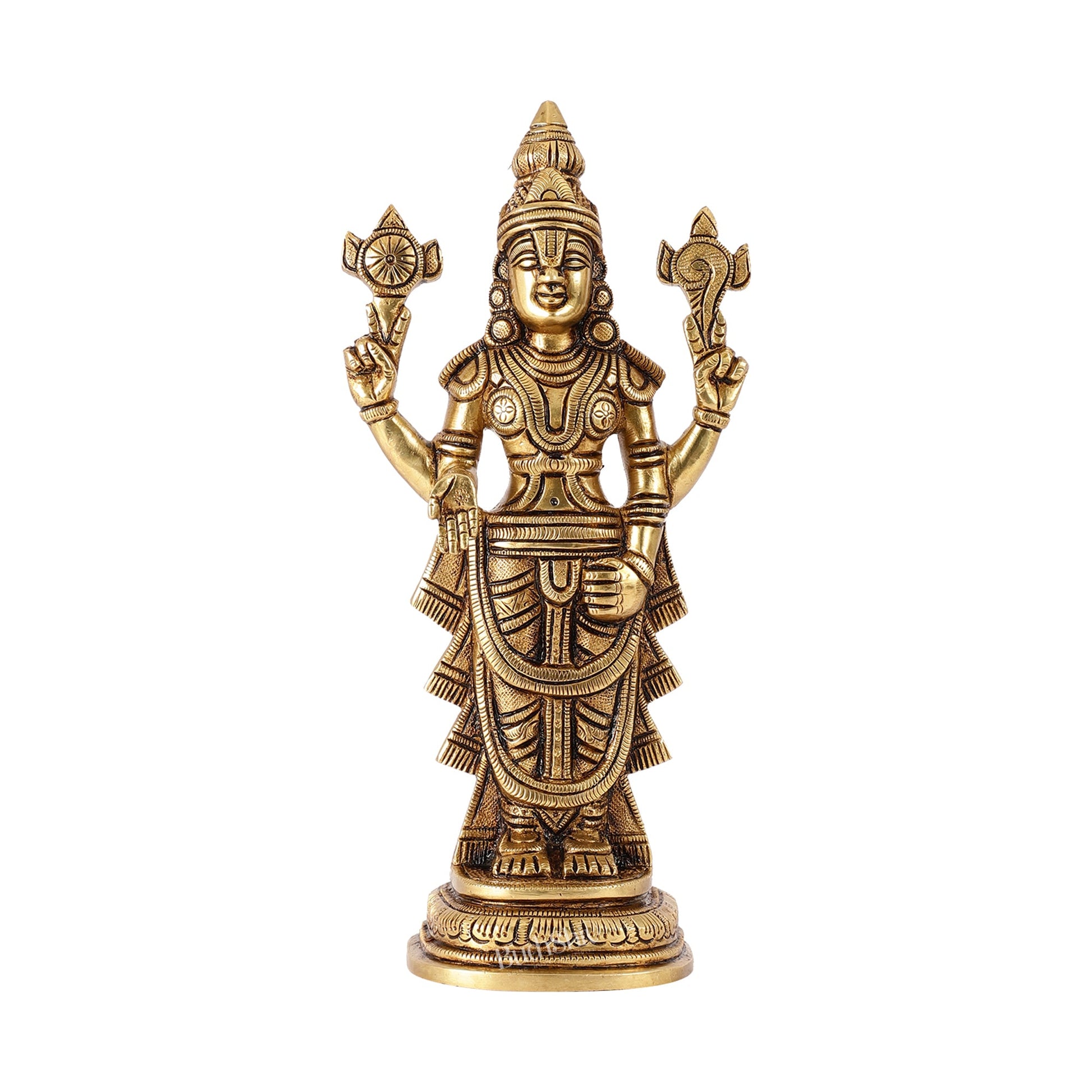 Brass Tirupati Balaji lord Venkateshwara statue 9" - Budhshiv.com