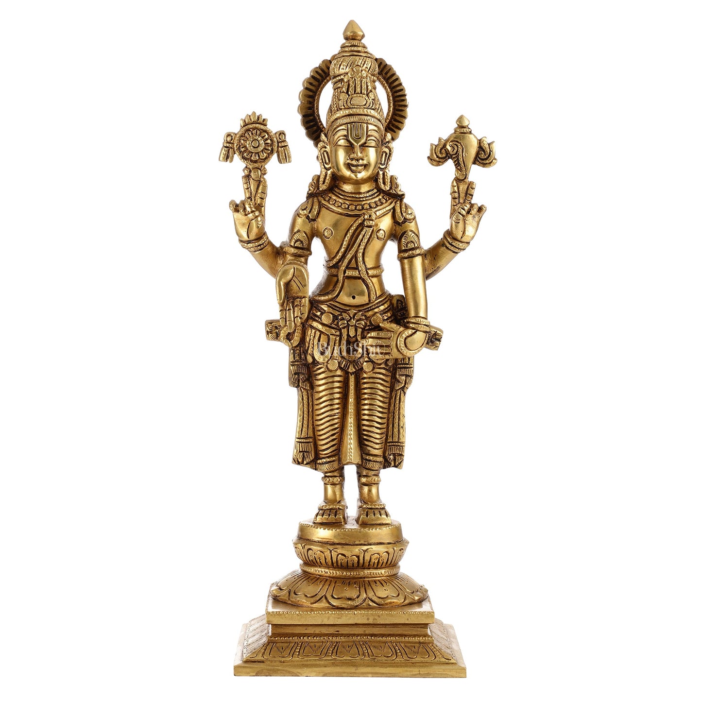 Brass Tirupati Balaji Lord Venkateshwara Superfine Statue | Sharp Features and Carvings 14" - Budhshiv.com