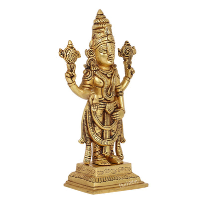 Brass Tirupati Balaji Lord Venkateshwara Swamy Idol | 11.5" Height | Divine Grace - Budhshiv.com