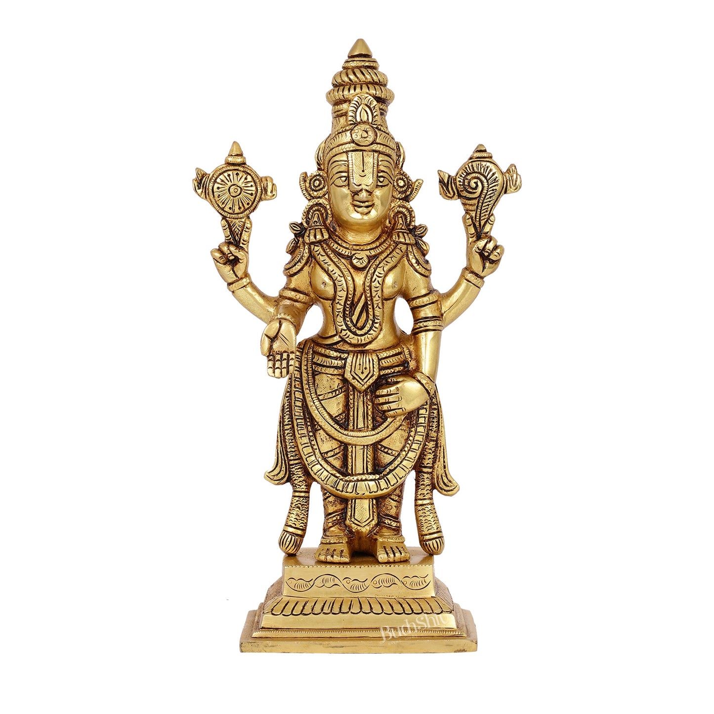 Brass Tirupati Balaji Lord Venkateshwara Swamy Idol | 11.5" Height | Divine Grace - Budhshiv.com