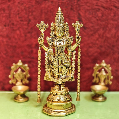 Brass Tirupati Balaji Statue 11 " - Budhshiv.com