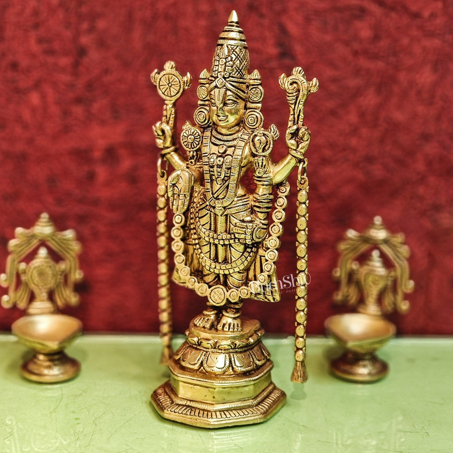 Brass Tirupati Balaji Statue 11 " - Budhshiv.com