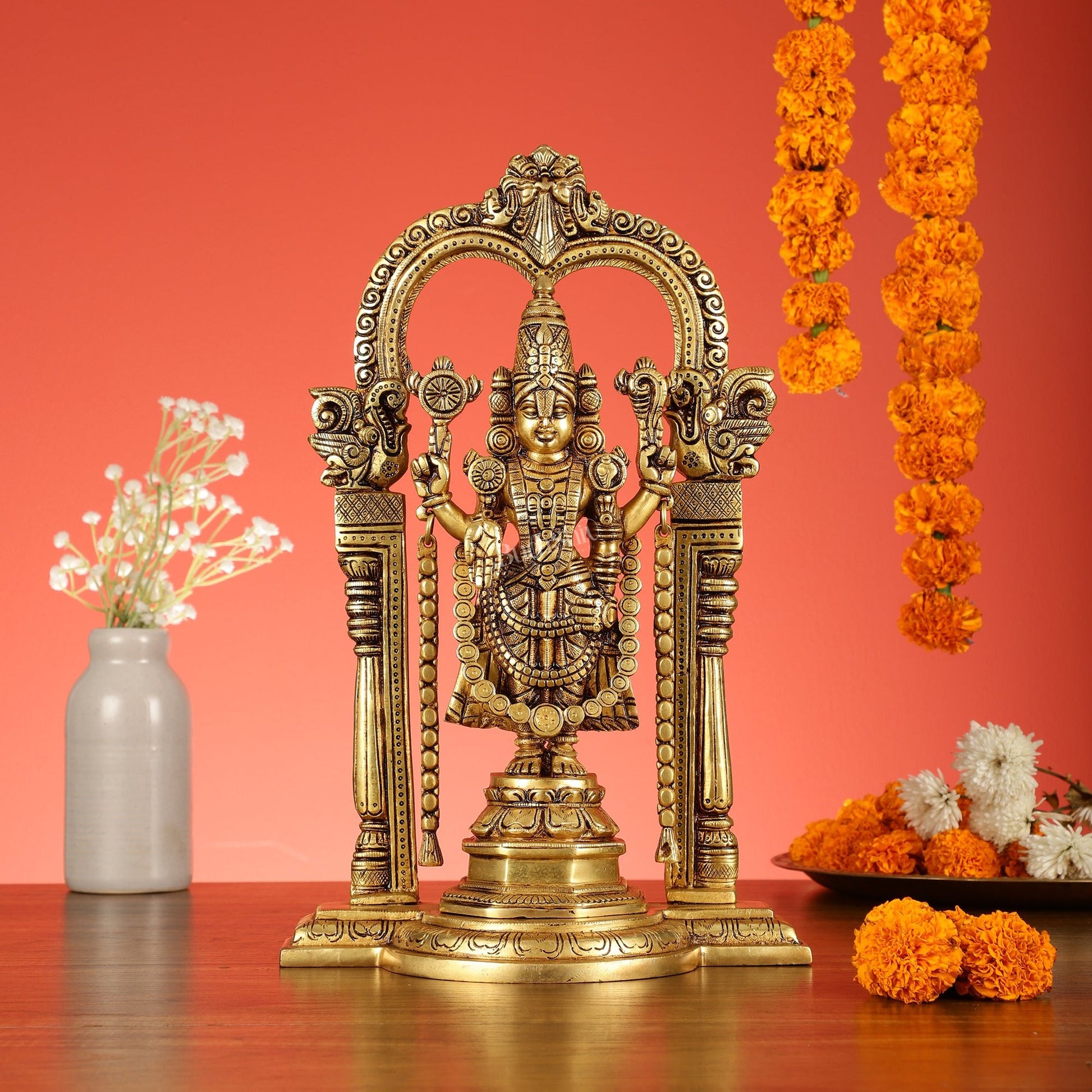 Brass Tirupati Balaji Statue 14" - Budhshiv.com