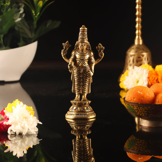 Brass Tirupati Balaji Statue 6" - Budhshiv.com