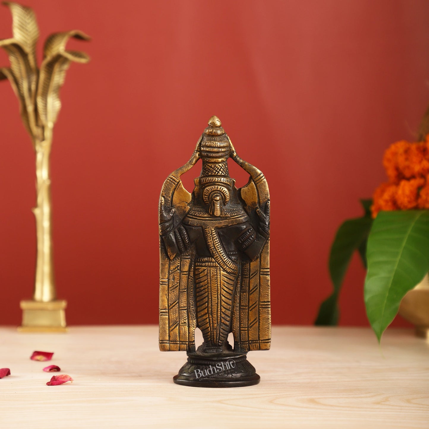 Brass tirupati Balaji statue 8" black - Budhshiv.com