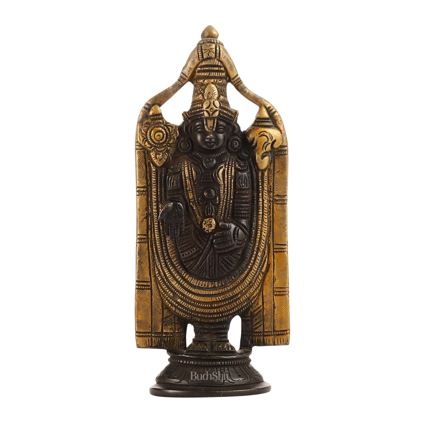 Brass tirupati Balaji statue 8" black - Budhshiv.com