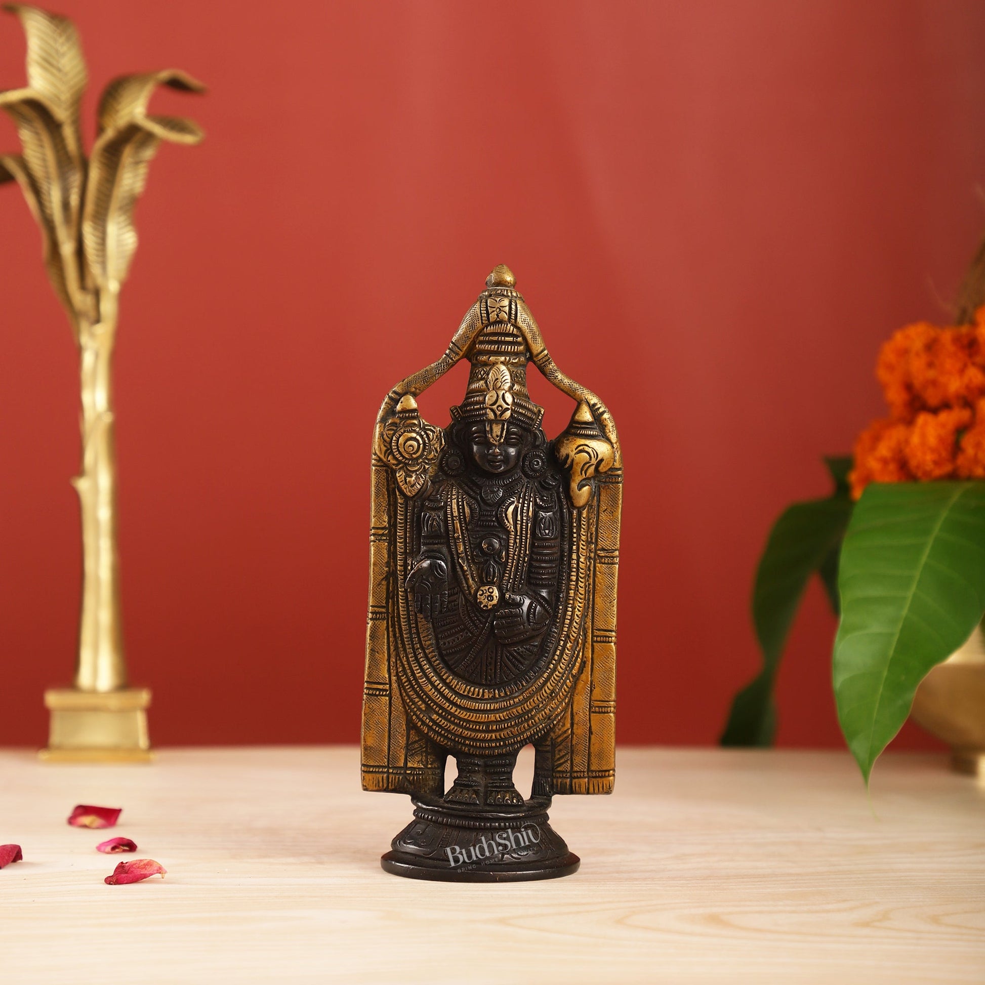 Brass tirupati Balaji statue 8" black - Budhshiv.com