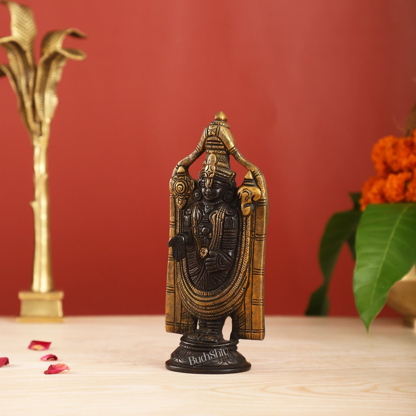 Brass tirupati Balaji statue 8" black - Budhshiv.com