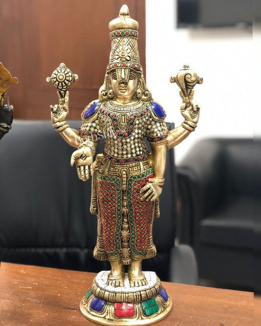 Brass Tirupati Balaji Statue Lord Venkateshwara Swamy Handcrafted 18 inch - Budhshiv.com