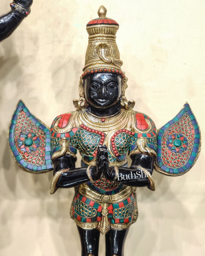 Brass Tirupati Balaji with Garuda Statue | Handcrafted | Black and Golden Finish - Budhshiv.com