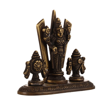 Brass tirupati balaji with Shankh Chakra namah 4" - Budhshiv.com