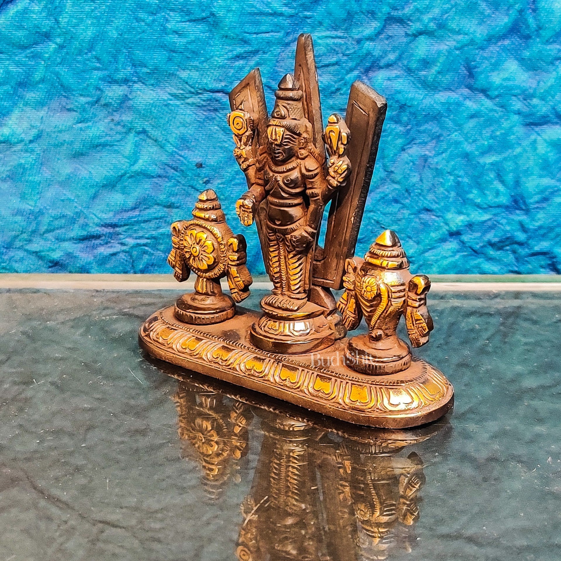 Brass tirupati balaji with Shankh Chakra namah 4" - Budhshiv.com