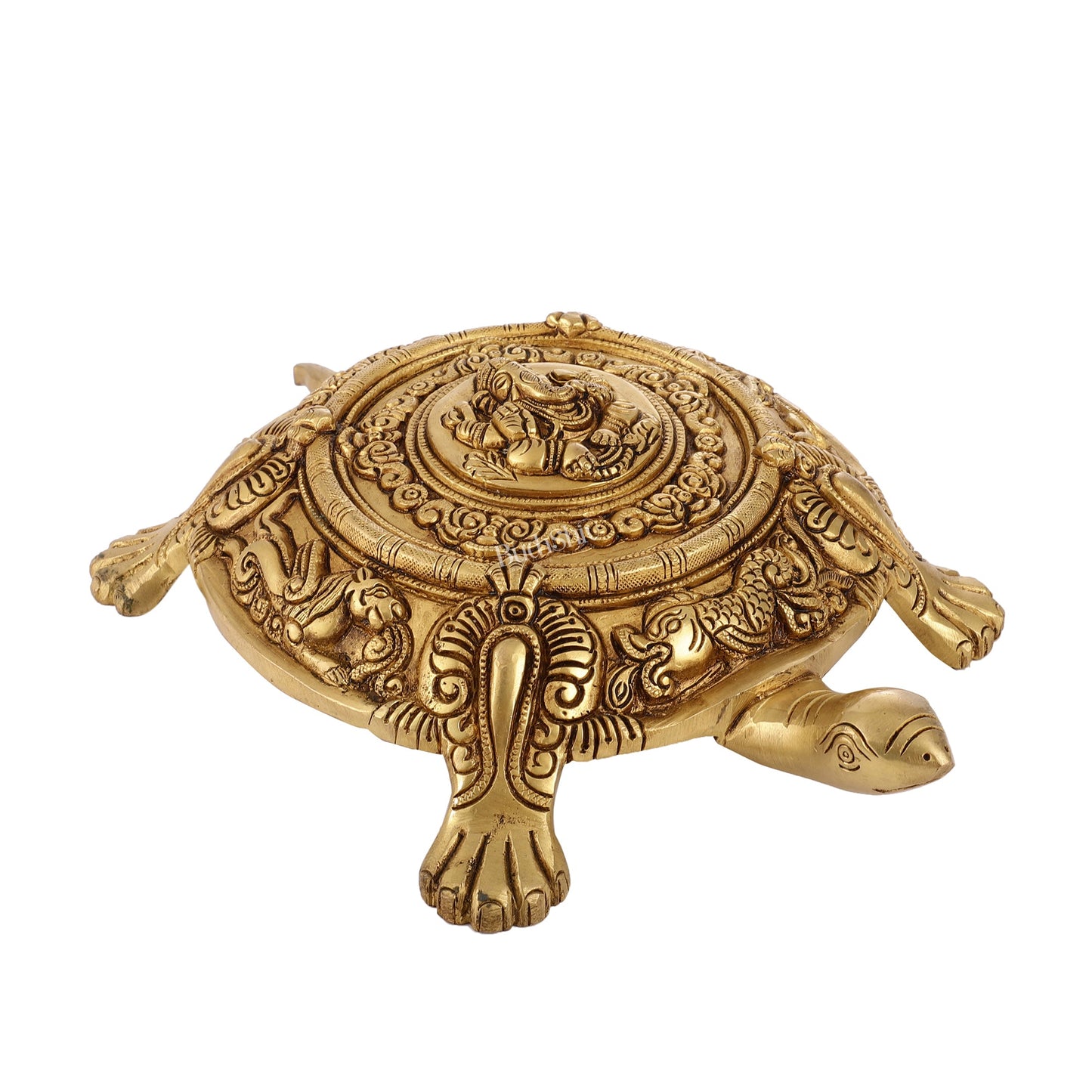 Brass Tortoise with Ganesha engraved - Budhshiv.com