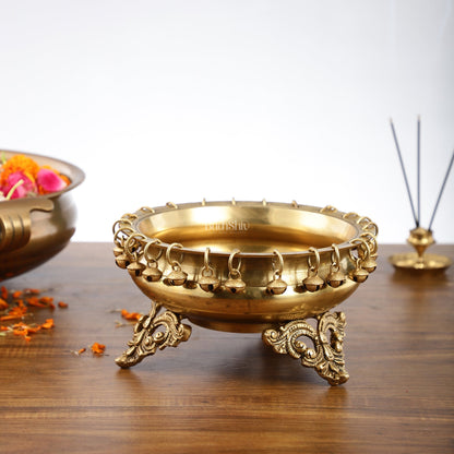 Brass Urli with Stand - 7.5x7.5x5 Inch - Budhshiv.com