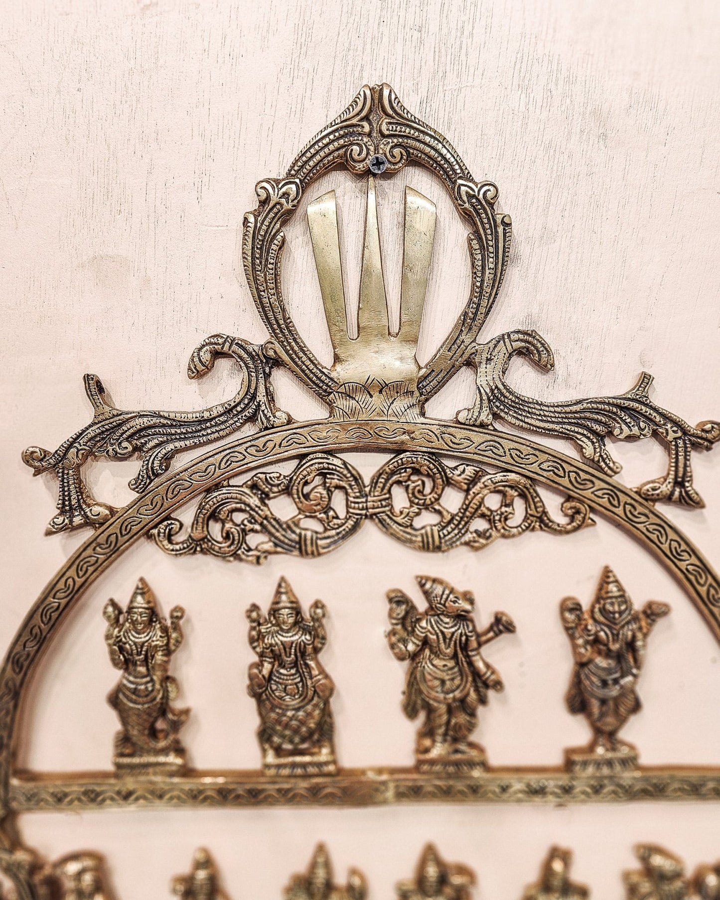 Brass Vishnu Dashavatar with Shankh Chakra and Namah Wall Hanging 20" - Budhshiv.com