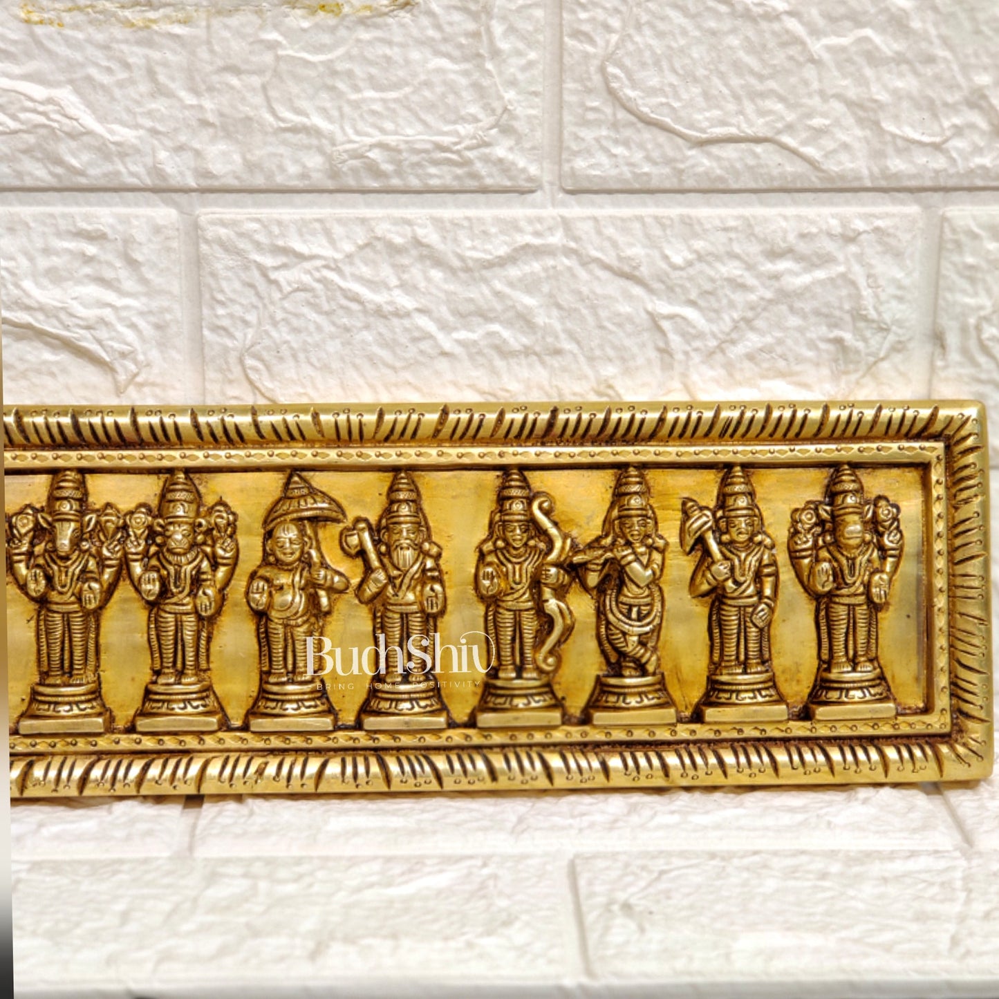 Brass Vishnu Dashavataram wall hanging - Budhshiv.com