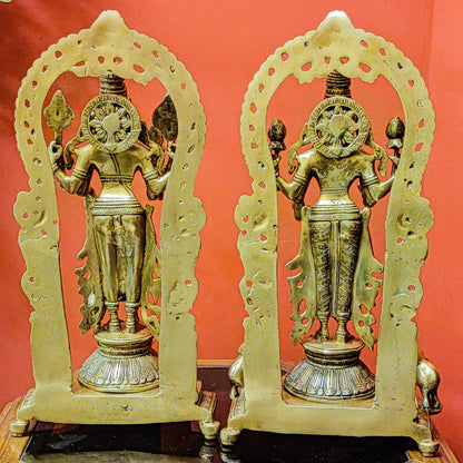 Brass Vishnu Lakshmi 16" - Budhshiv.com